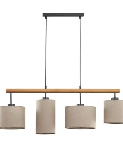 Clearance Sklep Kaja Drewniana lampa sufitowa z 4 abażurami TK 6108 DEVA | Kaja Oświetlenie beż