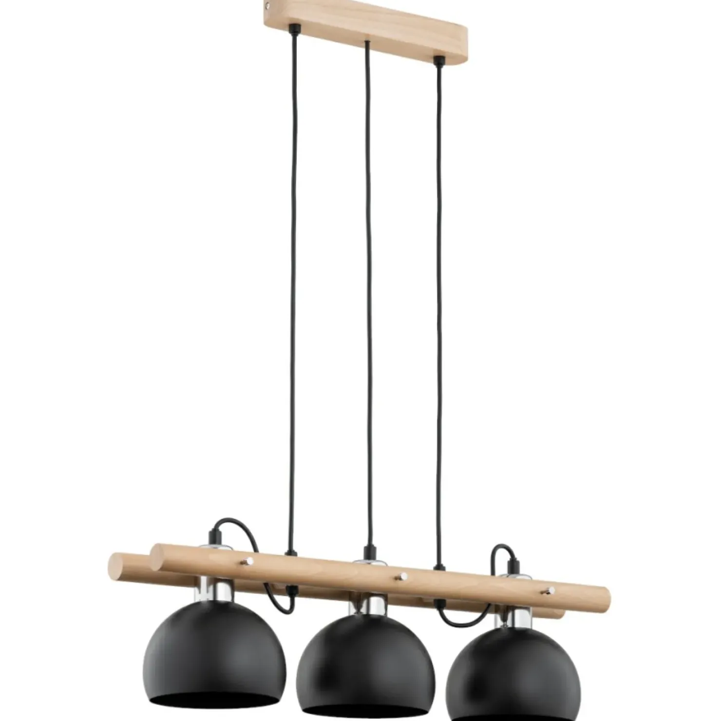 Discount Sklep Kaja Drewniana lampa wisząca z czarnymi kloszami AL 62357 z serii EMORIS
