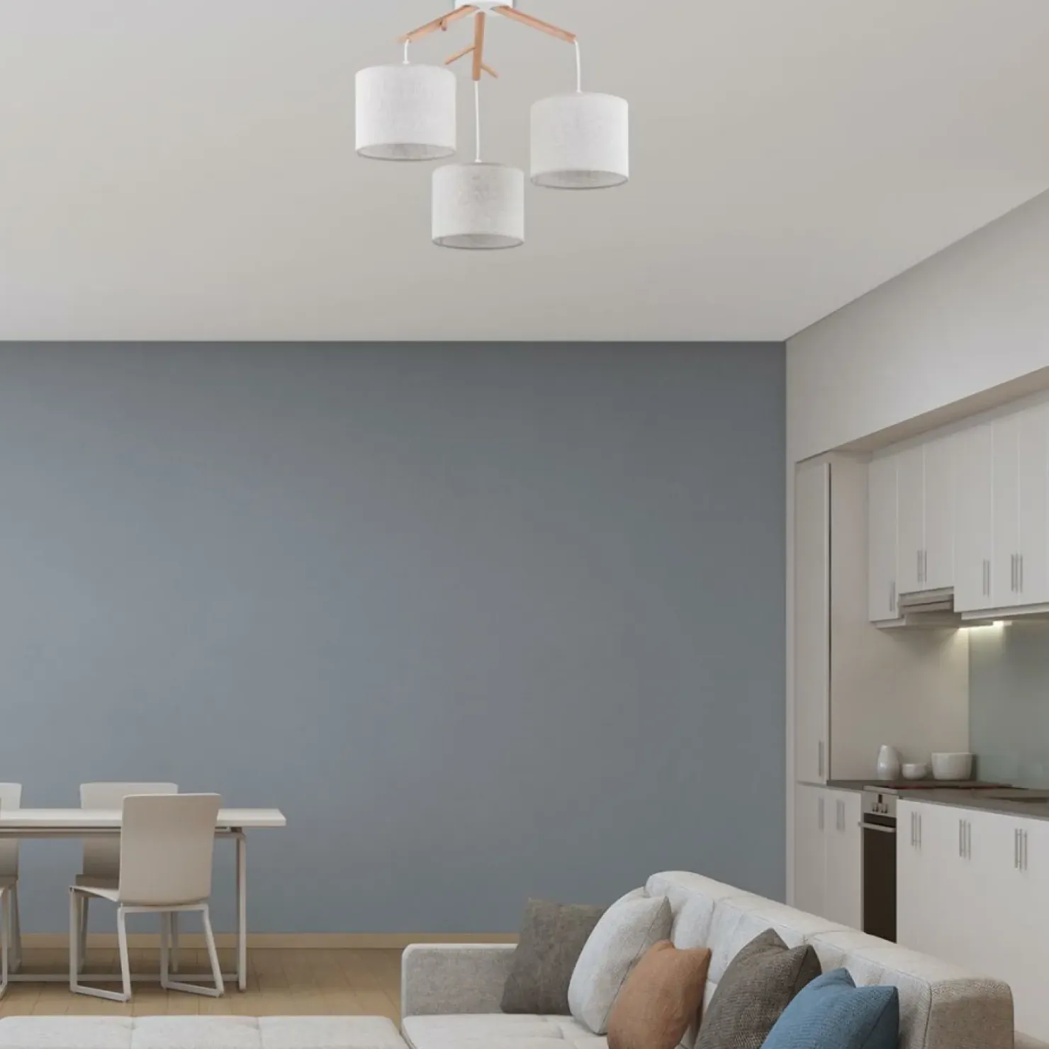 Store Sklep Kaja Drewniana lampa wisząca z 3 abażurami TK 6556 ALBERO | Kaja