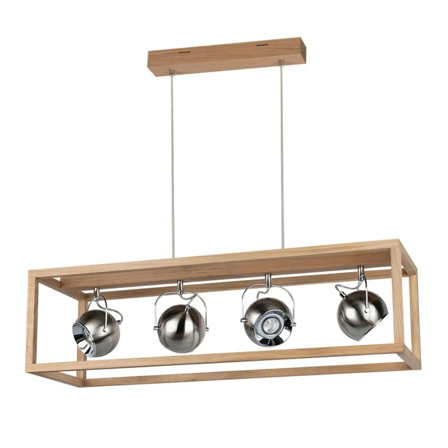 Shop Sklep Kaja Drewniana lampa wisząca ze srebrnymi reflektorami 61670474 ROY | Kaja