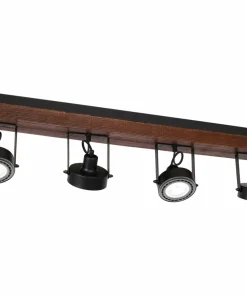 Fashion Sklep Kaja Drewniana listwa z czterema reflektorami LX 1230 z serii VIVA WOOD