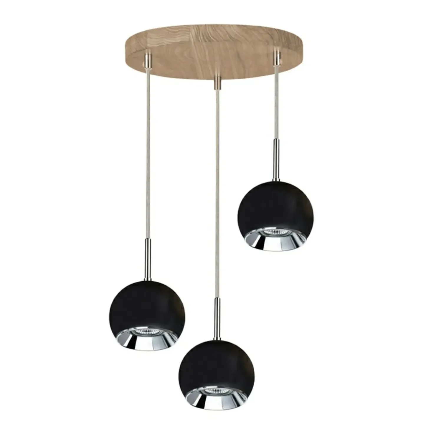 Shop Sklep Kaja Drewniana, okrągła lampa wisząca z kulami 5143374R BALL WOOD | Kaja