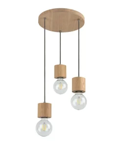 Flash Sale Sklep Kaja Drewniana, potrójna lampa wisząca boho 7061374R TRONGO ROUND | Kaja dąbolejowany