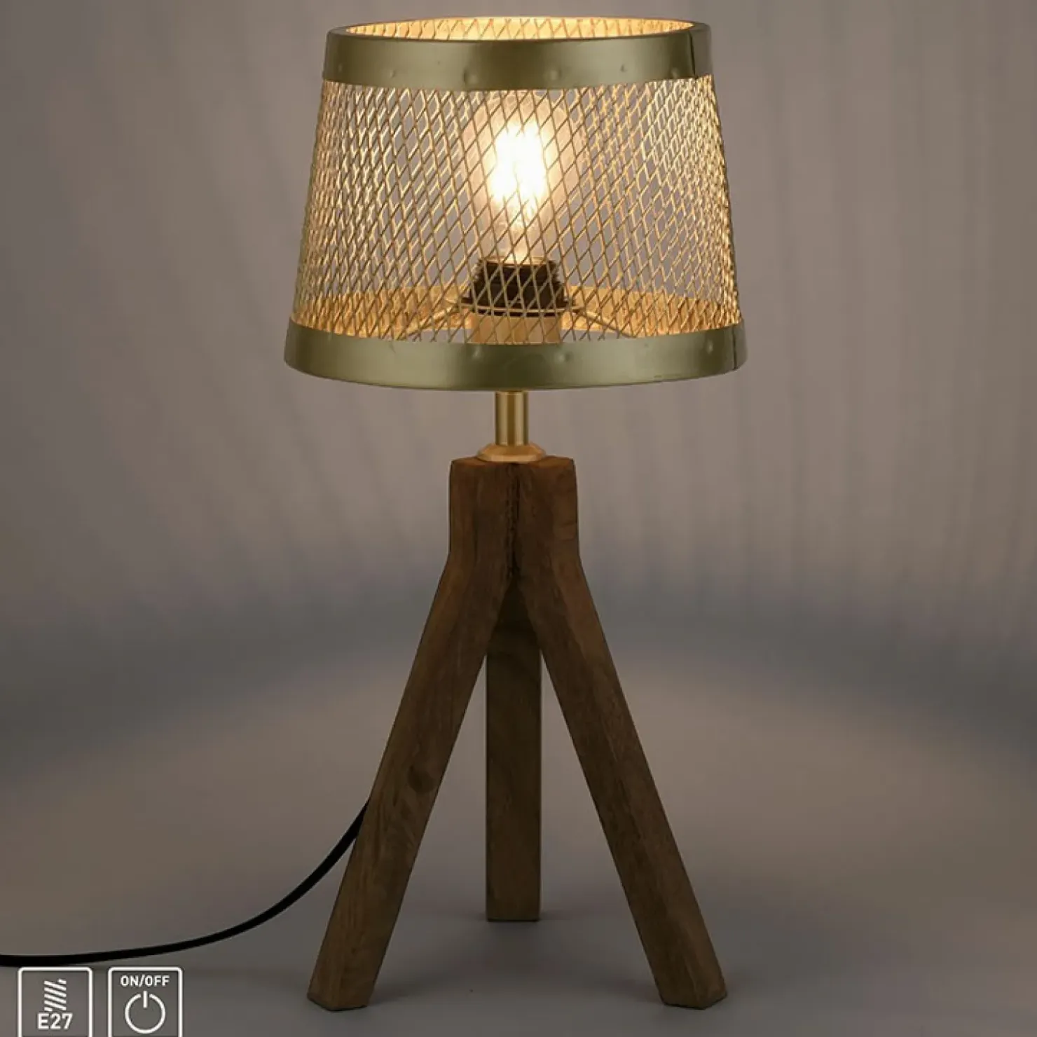 Drewniano-metalowa lampka stołowa 11423-60 z serii FREDERIK | Kaja*Sklep Kaja Sale
