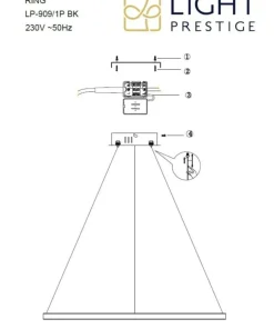 Sale Sklep Kaja Duża lampa wisząca, koło LED ⌀80cm LP-909/1P L BK CCT RING | Kaja