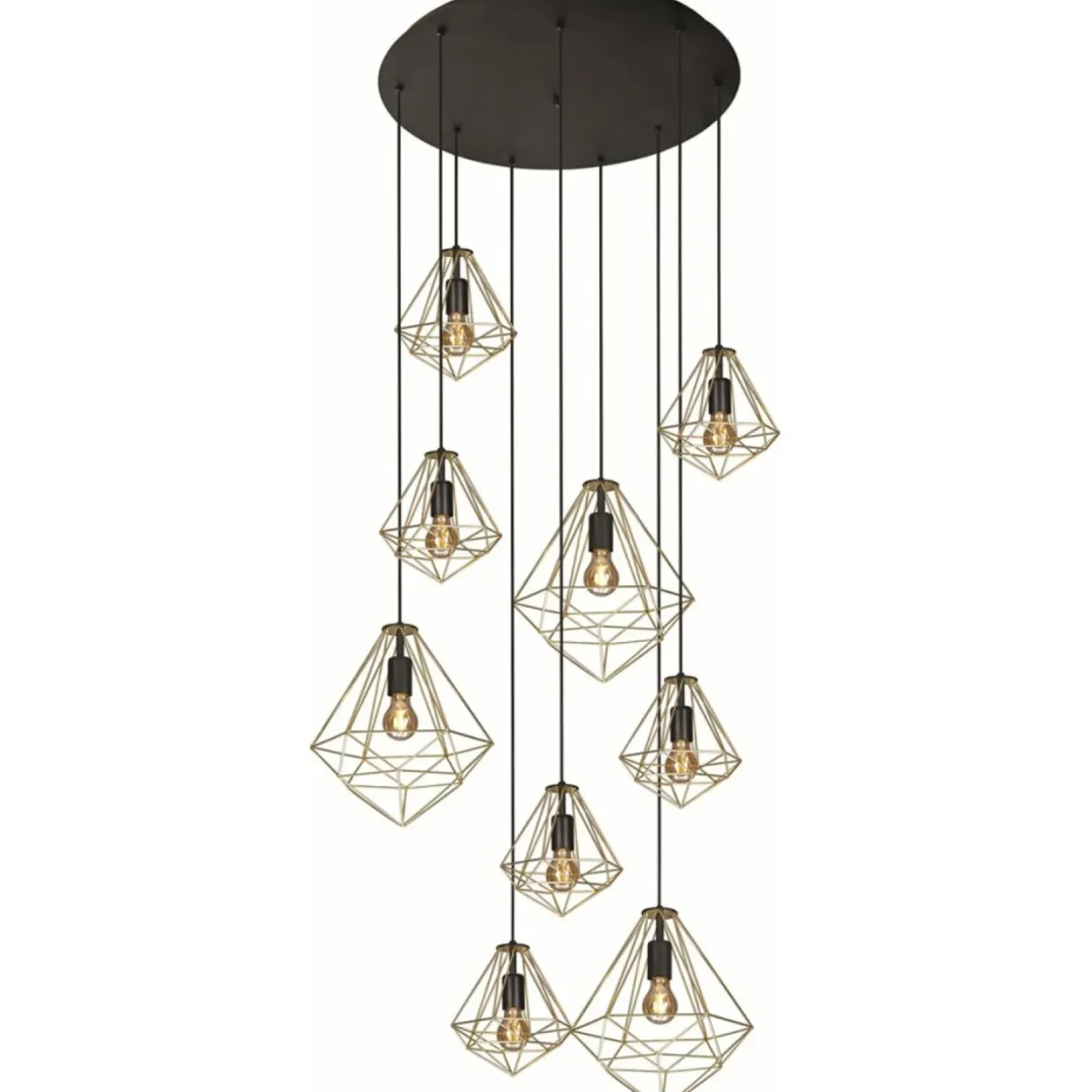 Store Sklep Kaja Duża lampa z kloszami w kształcie diamentów KP-14 GOLD | Kaja