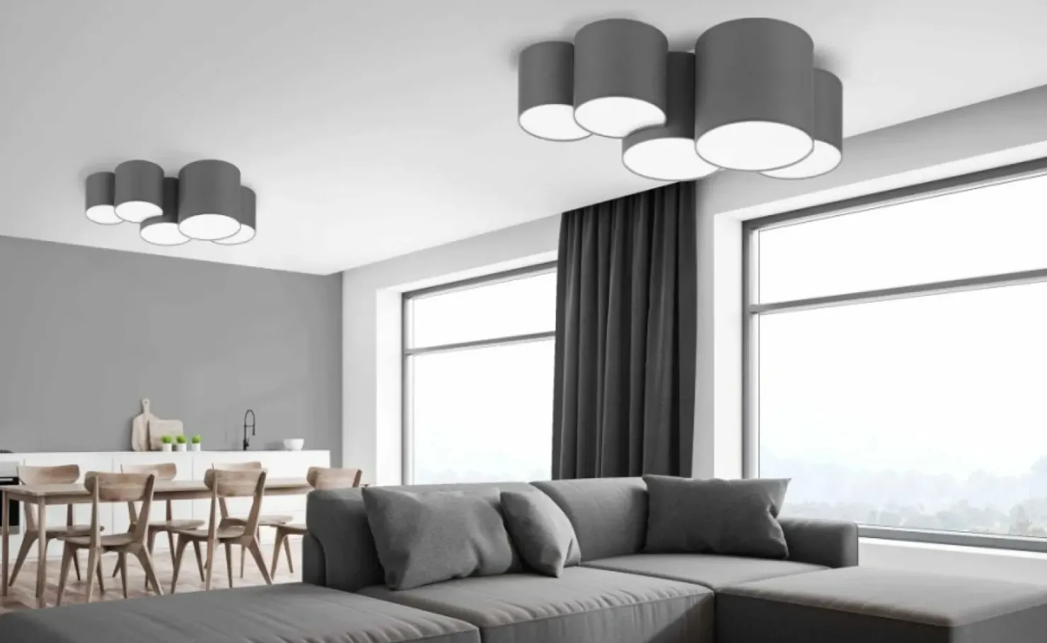 Duża, szara lampa sufitowa do salonu TK 4394 MONA GRAY | Kaja*Sklep Kaja Hot