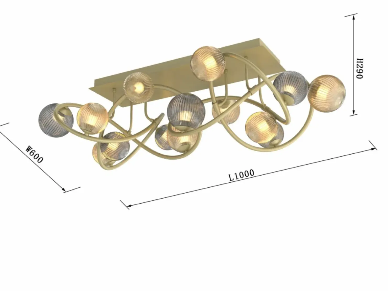 Sale Sklep Kaja Duża, złota lampa sufitowa w stylu glamour WF 9015-1204 METZ | Kaja