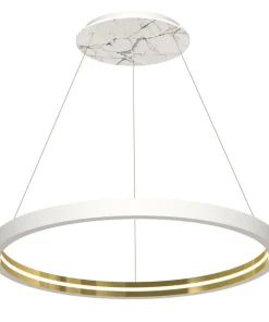 Best Sklep Kaja Duże, białe koło wiszące, marmurowa lampa MZ5040 CASSIOPEIA | Kaja