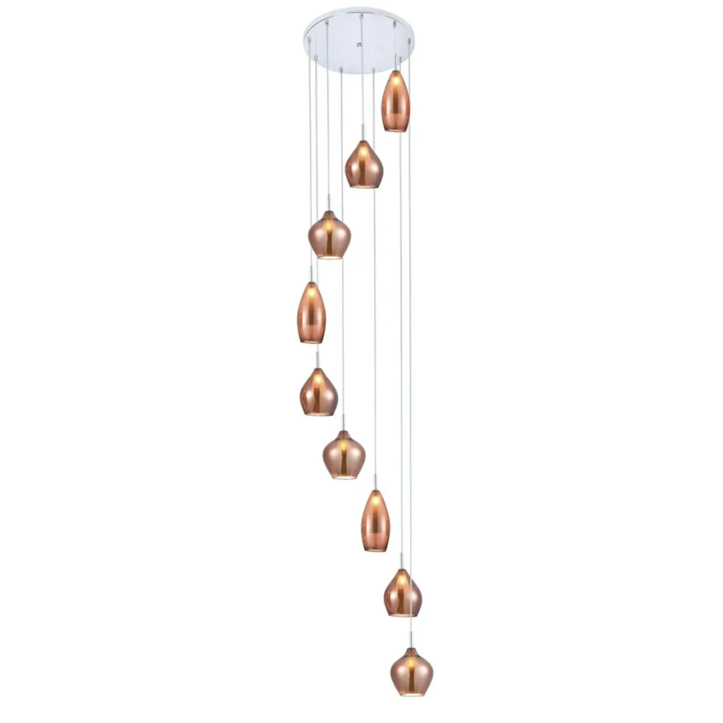 Store Sklep Kaja Długa lampa wisząca z ozdobnymi kloszami AZ3134 AMBER | Kaja miedziany