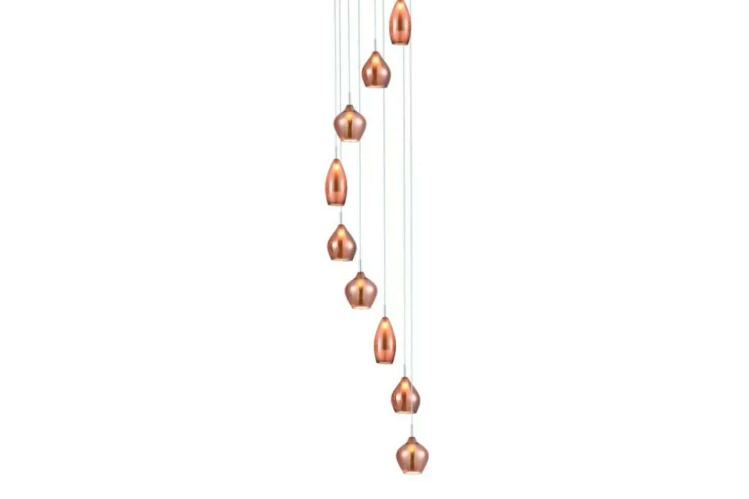 Store Sklep Kaja Długa lampa wisząca z ozdobnymi kloszami AZ3134 AMBER | Kaja miedziany