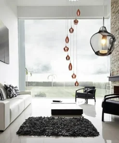 Store Sklep Kaja Długa lampa wisząca z ozdobnymi kloszami AZ3134 AMBER | Kaja miedziany