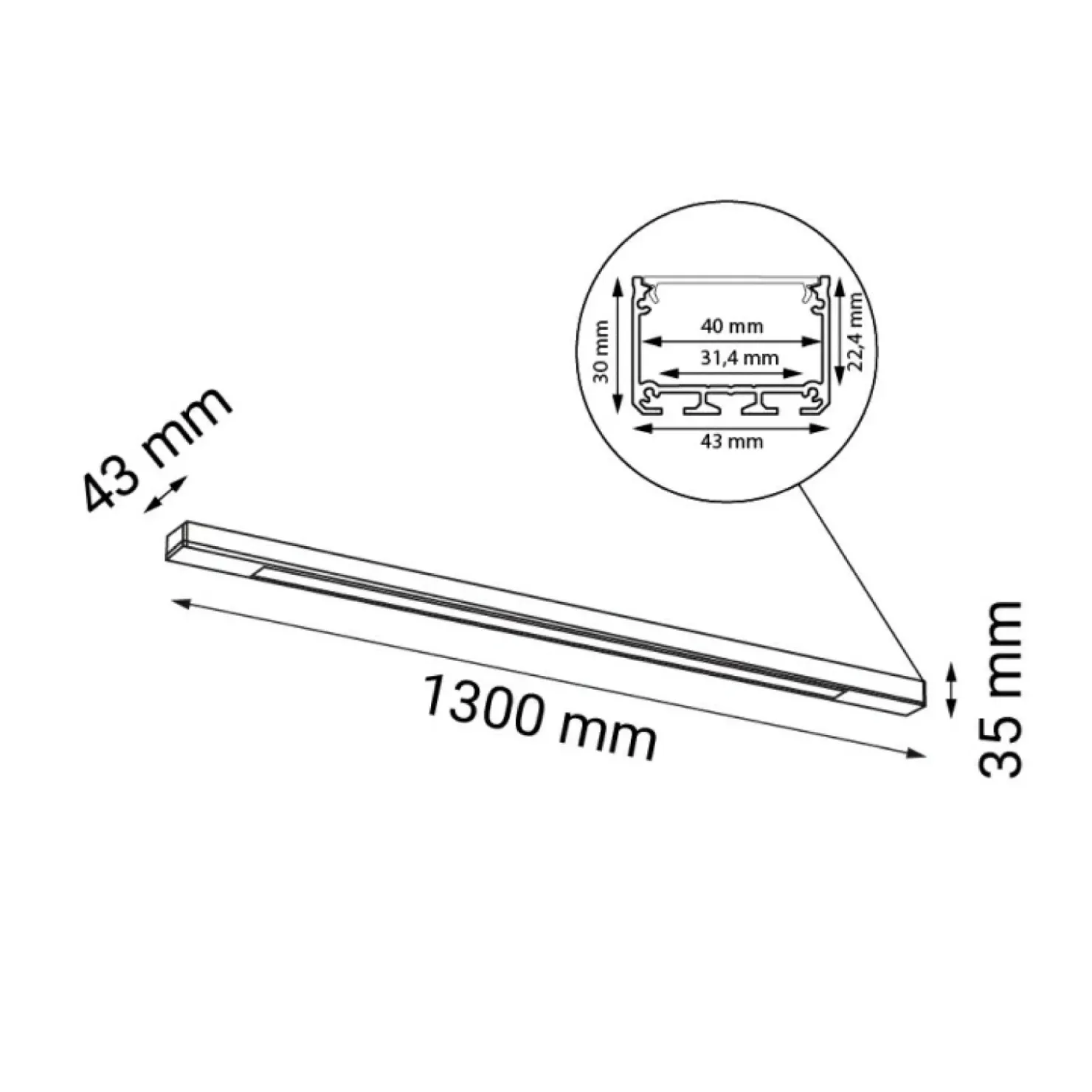 Długa, wąska listwa sufitowa LED 130cm 3000K ANT 1955 HAKODA | Kaja*Sklep Kaja Sale