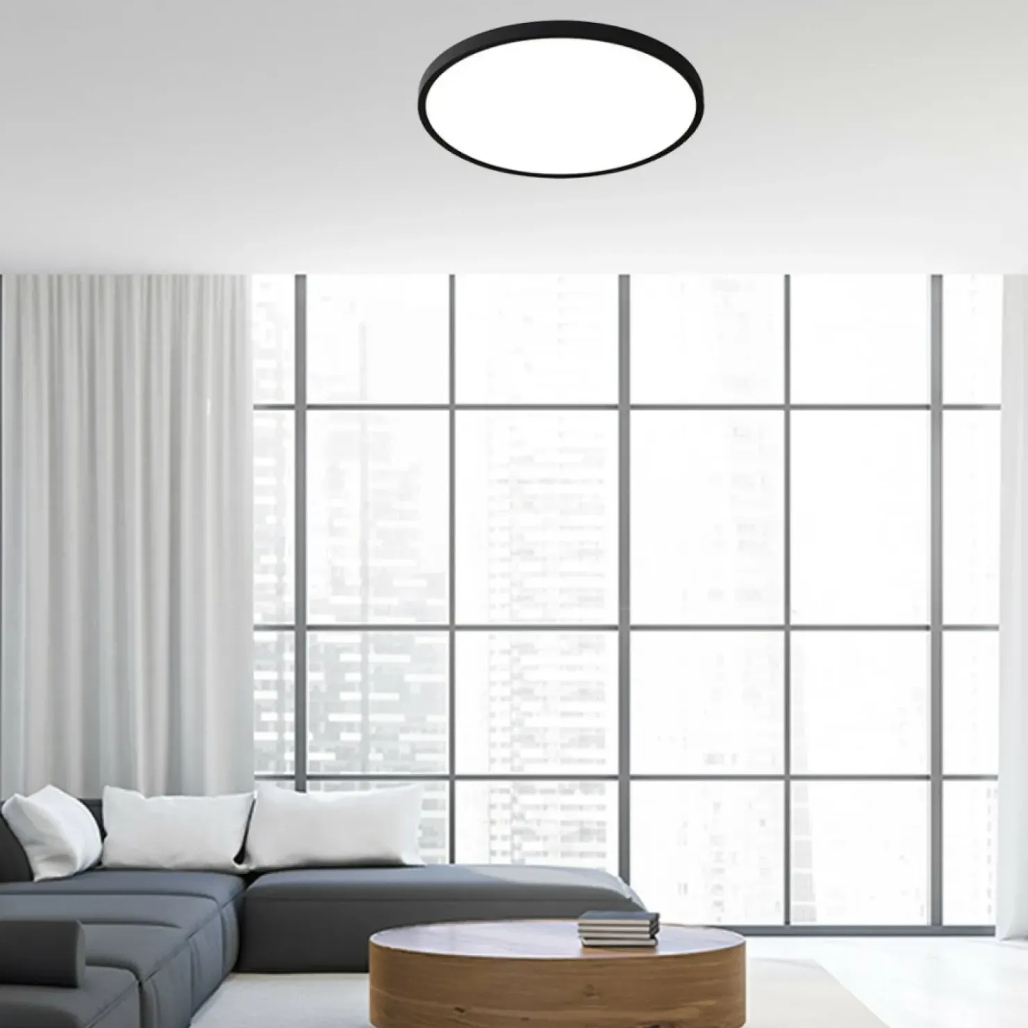 Duży, czarny plafon LED ⌀60cm LP-2505/1C-60 BK CALIFORNIA | Kaja*Sklep Kaja Cheap