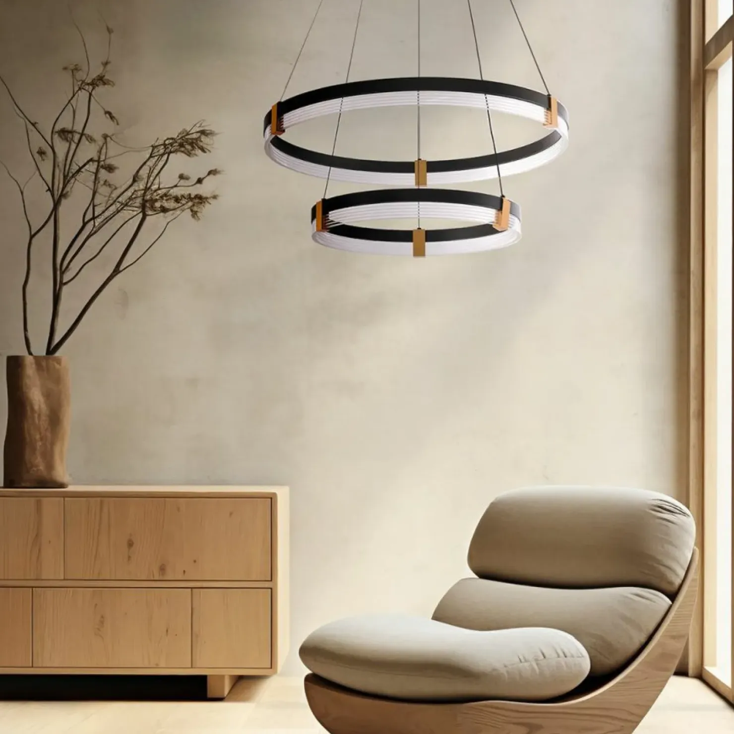 Shop Sklep Kaja Dwupoziomowa, ledowa lampa wisząca LP-0407/2P BK PLUM | Kaja