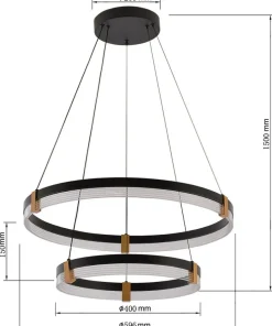 Shop Sklep Kaja Dwupoziomowa, ledowa lampa wisząca LP-0407/2P BK PLUM | Kaja