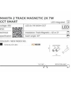 Dwupunktowa głowica 2x7W CCT SMART AZ4838 MAKITA ALFA MAGNETIC 48V*Sklep Kaja Cheap