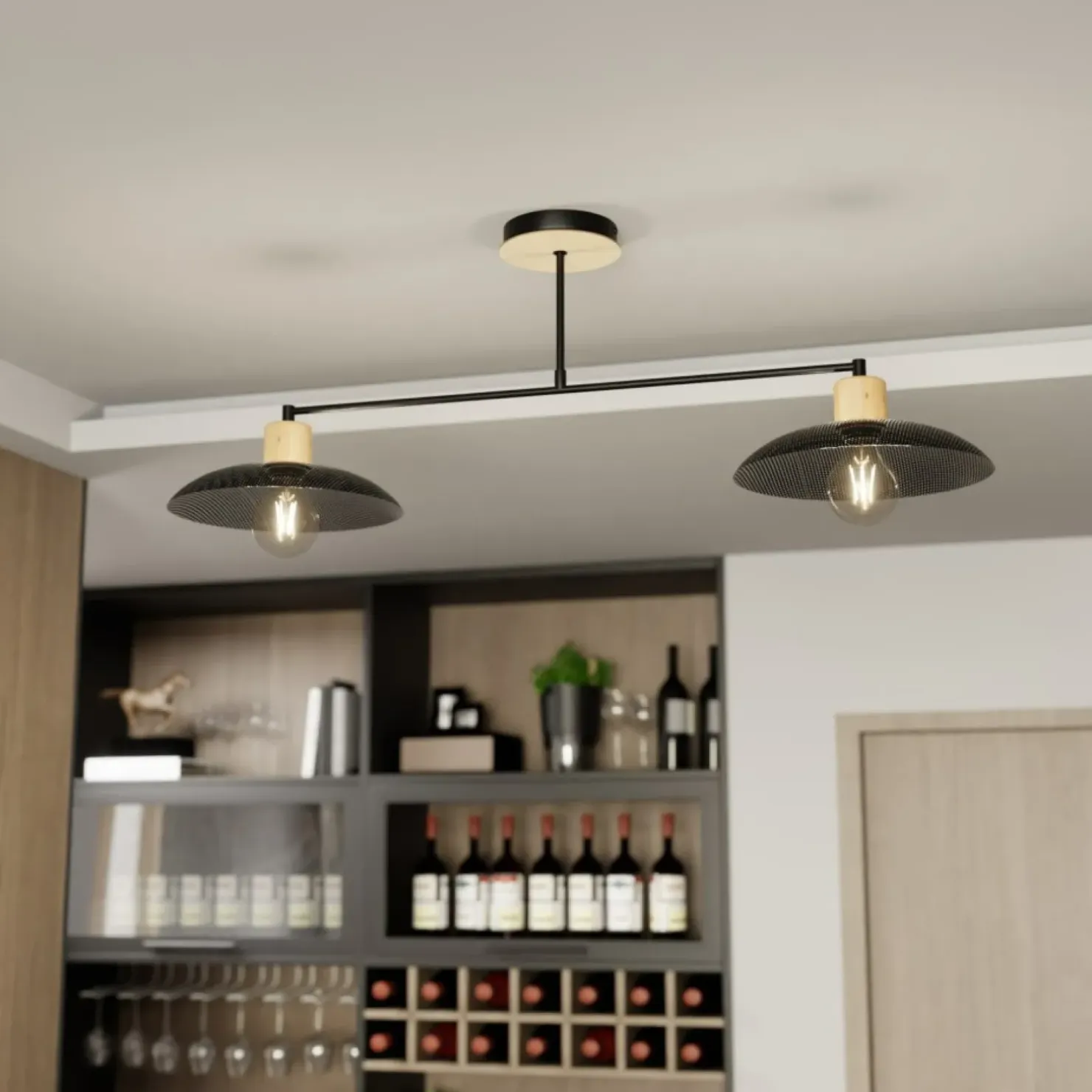 Sale Sklep Kaja Dwupunktowa, metalowa lampa sufitowa 1318/2 KOBE | Kaja Oświetlenie czarny