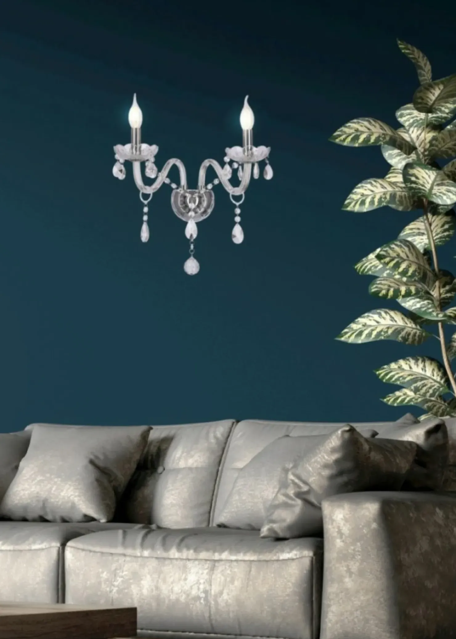 Dwuramienna, kryształowa lampa ścienna 22-30276 CRISTALLO | Kaja*Sklep Kaja Outlet