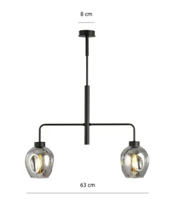 Shop Sklep Kaja Dwuramienna lampa sufitowa z ciemnymi kloszami 1163/2 LUKKA | Kaja