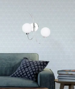 Dwuramienna, srebrna lampa ścienna 22-03317 AGAPANT | Kaja Oświetlenie*Sklep Kaja Flash Sale