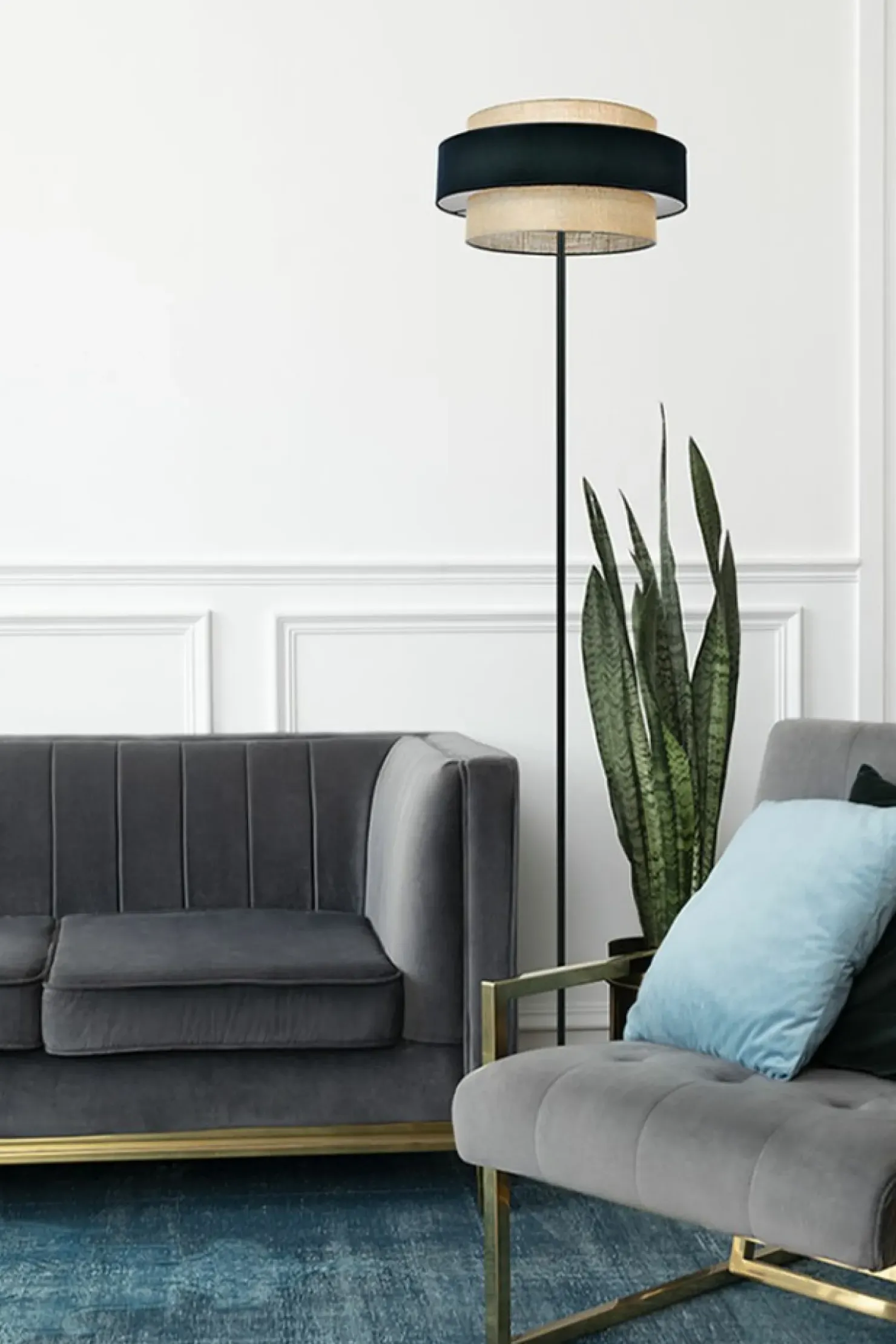 Efektowna lampa podłogowa z podwójnym abażurem K-5235 z serii GATO*Sklep Kaja Flash Sale