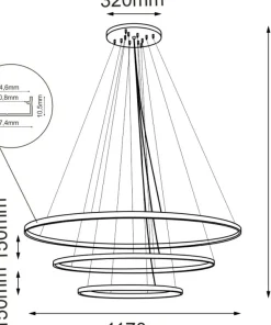 Store Sklep Kaja Efektowna lampa, złote koła ⌀117cm 4000K ANT 5421 z serii AGA
