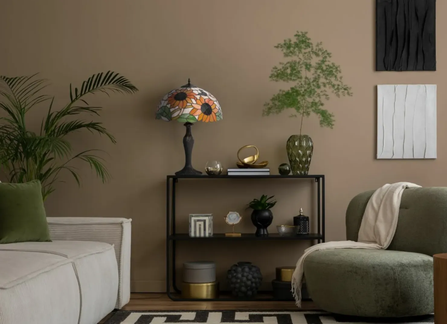 Efektowna lampka stołowa ze słonecznikami K-G16814 z serii SUNFLOWER*Sklep Kaja Cheap