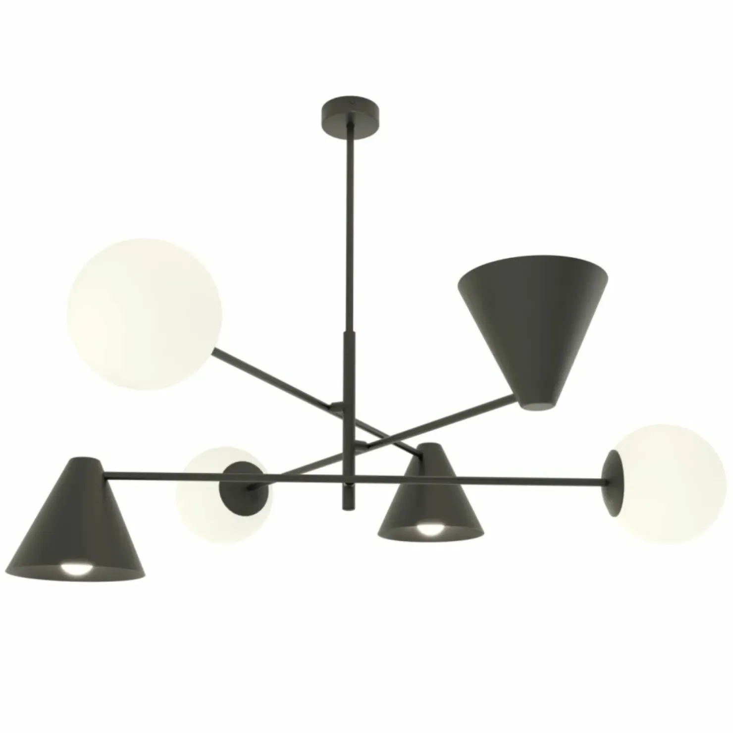 Shop Sklep Kaja Efektowna, nietuzinkowa lampa wisząca 1347/6 HERMES 6 BLACK | Kaja