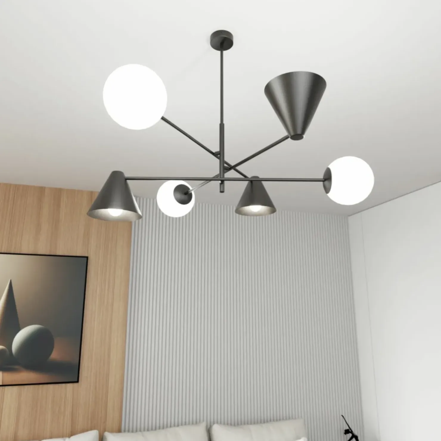 Shop Sklep Kaja Efektowna, nietuzinkowa lampa wisząca 1347/6 HERMES 6 BLACK | Kaja