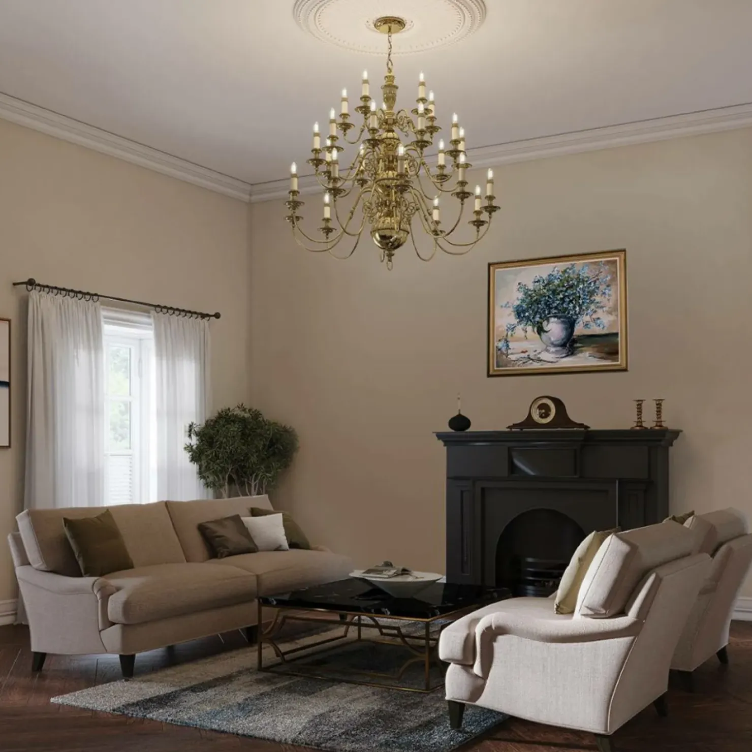 Efektowny żyrandol, złoty kolor HK-CAMBRIDGE25 z serii CAMBRIDGE*Sklep Kaja Discount