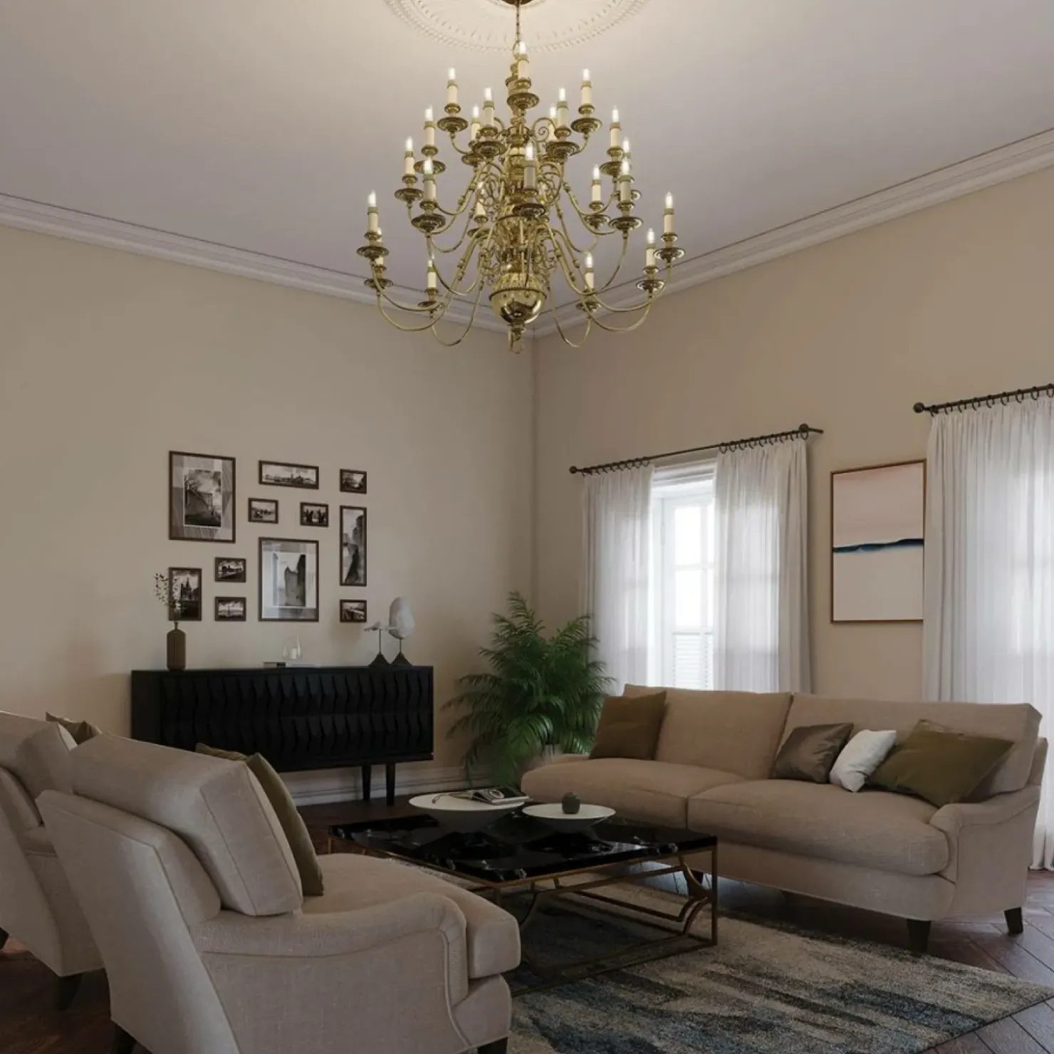 Efektowny żyrandol, złoty kolor HK-CAMBRIDGE25 z serii CAMBRIDGE*Sklep Kaja Discount