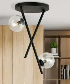Best Sale Sklep Kaja Eklektyczna lampa - dwa transparentne klosze 1195/2 z serii RIVER czarny