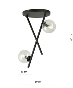 Best Sale Sklep Kaja Eklektyczna lampa - dwa transparentne klosze 1195/2 z serii RIVER czarny