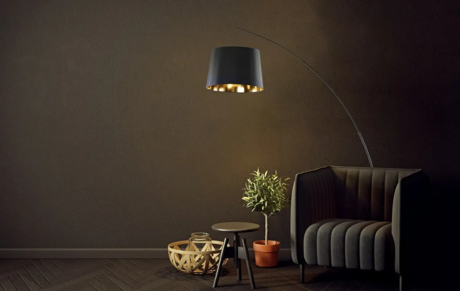 Elegancka lampa stojąca idealna za kanapę w salonie 3066 z serii MANG*Sklep Kaja Online