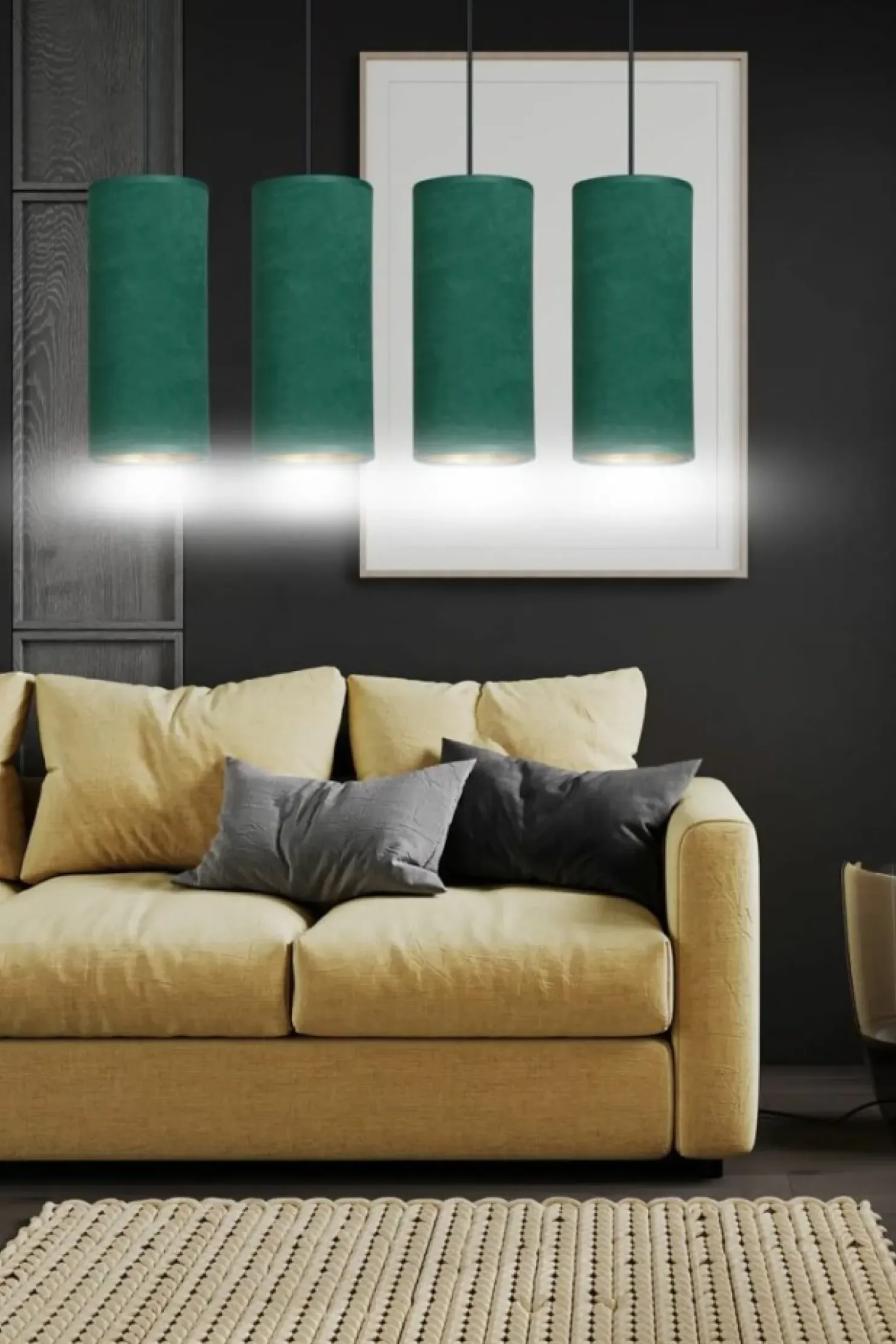 Elegancka lampa wisząca z zielonymi abażurami 1058/4 BENTE | Kaja*Sklep Kaja Hot
