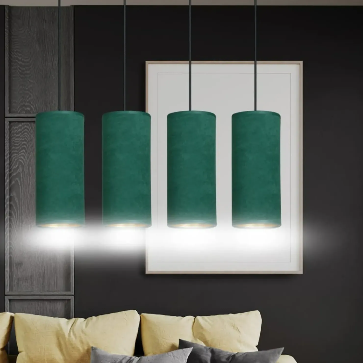 Elegancka lampa wisząca z zielonymi abażurami 1058/4 BENTE | Kaja*Sklep Kaja Hot
