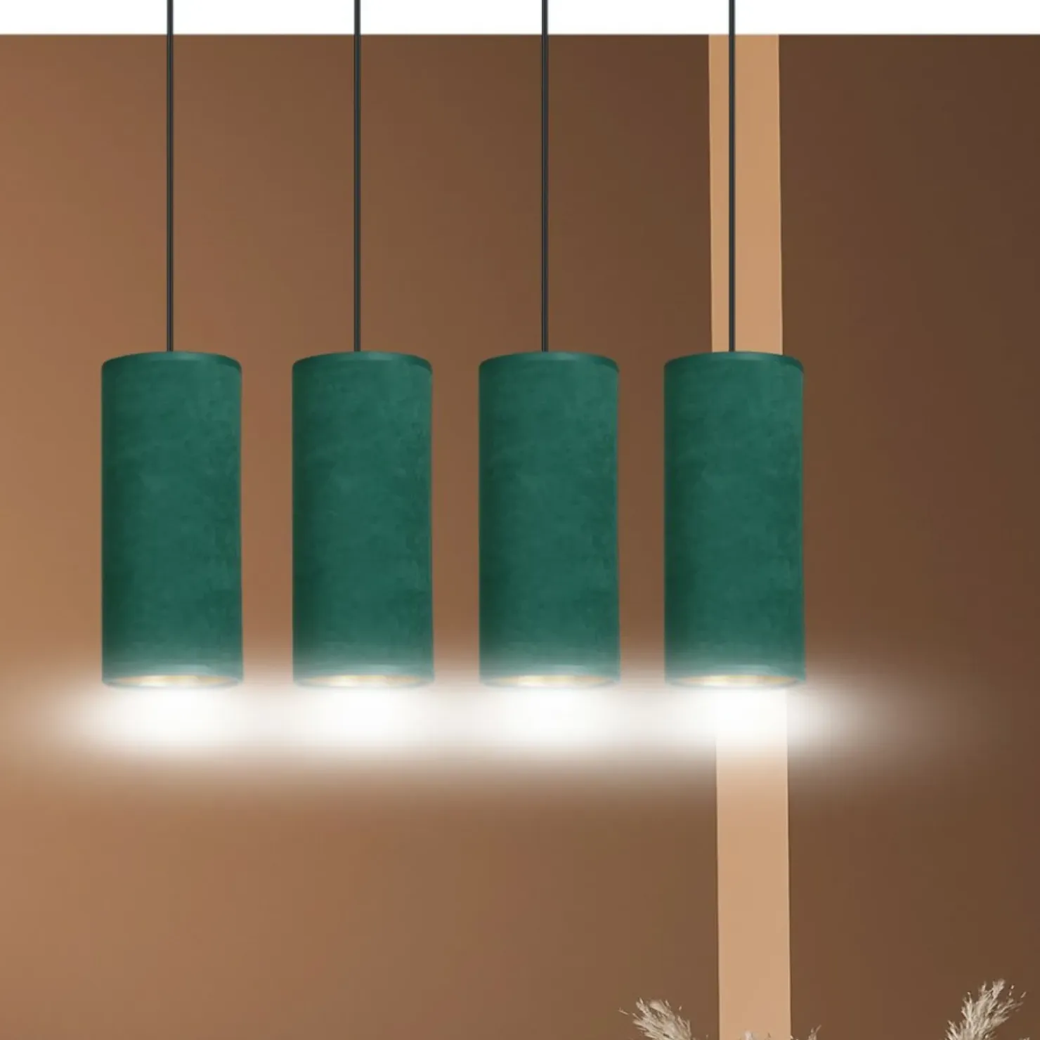 Elegancka lampa wisząca z zielonymi abażurami 1058/4 BENTE | Kaja*Sklep Kaja Hot