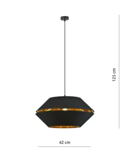 Elegancka lampa wisząca z czarno-złotym abażurem 1183/1 z serii PIANO*Sklep Kaja Best Sale