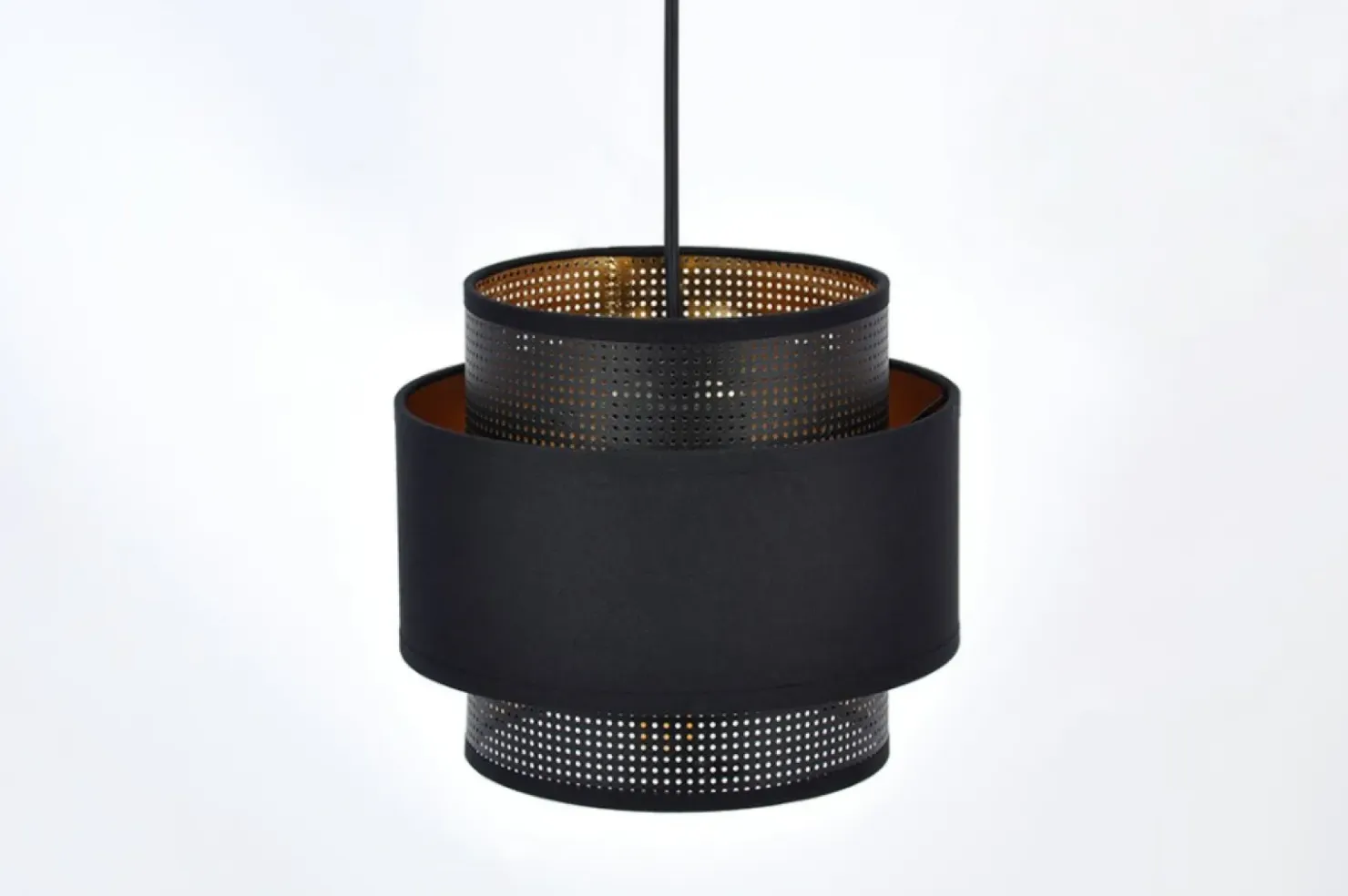 Elegancka lampa wisząca z czarno-złotymi abażurami K-5280 z serii AMOS*Sklep Kaja Hot