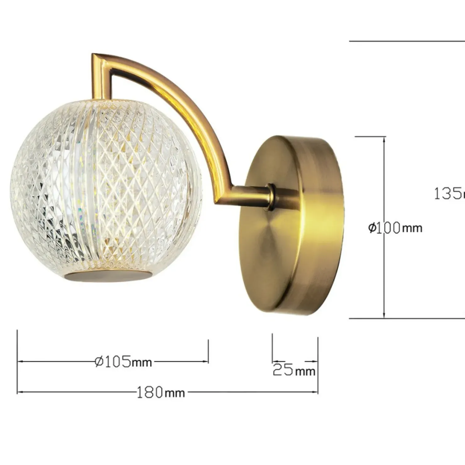 Elegancki kinkiet w złotym kolorze LP-2202/1W GD DIAMOND | Kaja*Sklep Kaja Best
