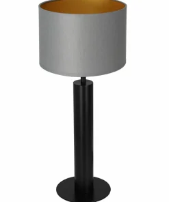 Estetyczna lampa nocna, szaro-złoty abażur LX 3665 z serii TABLE LAMPS*Sklep Kaja Shop