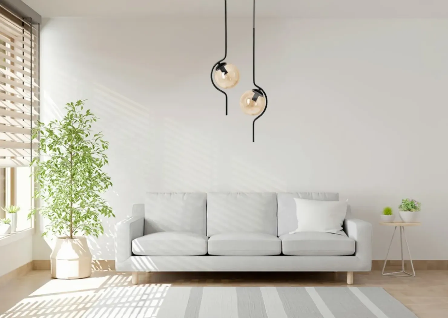 Clearance Sklep Kaja Estetyczna lampa wisząca, dwa miodowe klosze K-5337 z serii VELA
