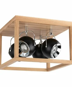 New Sklep Kaja Geometryczna, dębowa lampa sufitowa ze spotami 5224474 ROY | Kaja