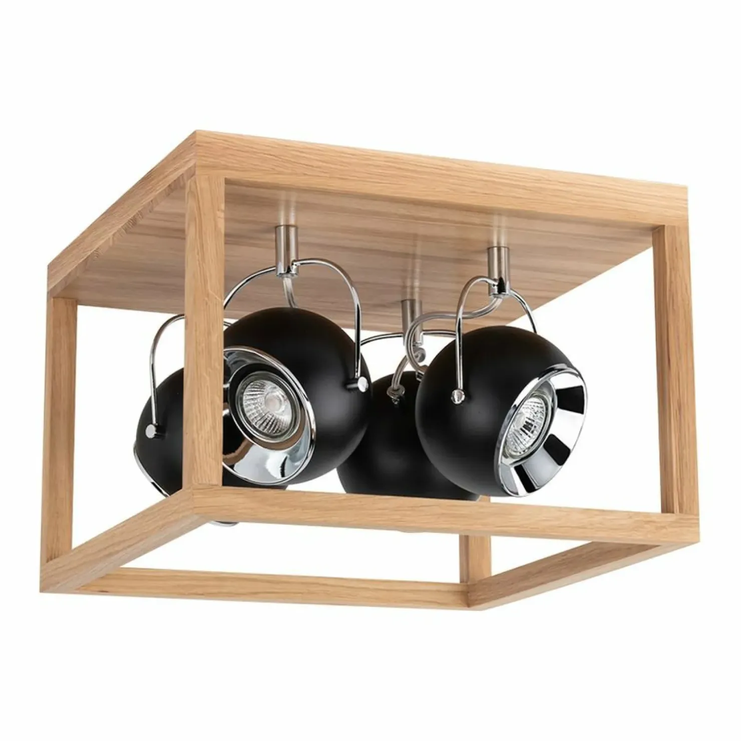 New Sklep Kaja Geometryczna, dębowa lampa sufitowa ze spotami 5224474 ROY | Kaja