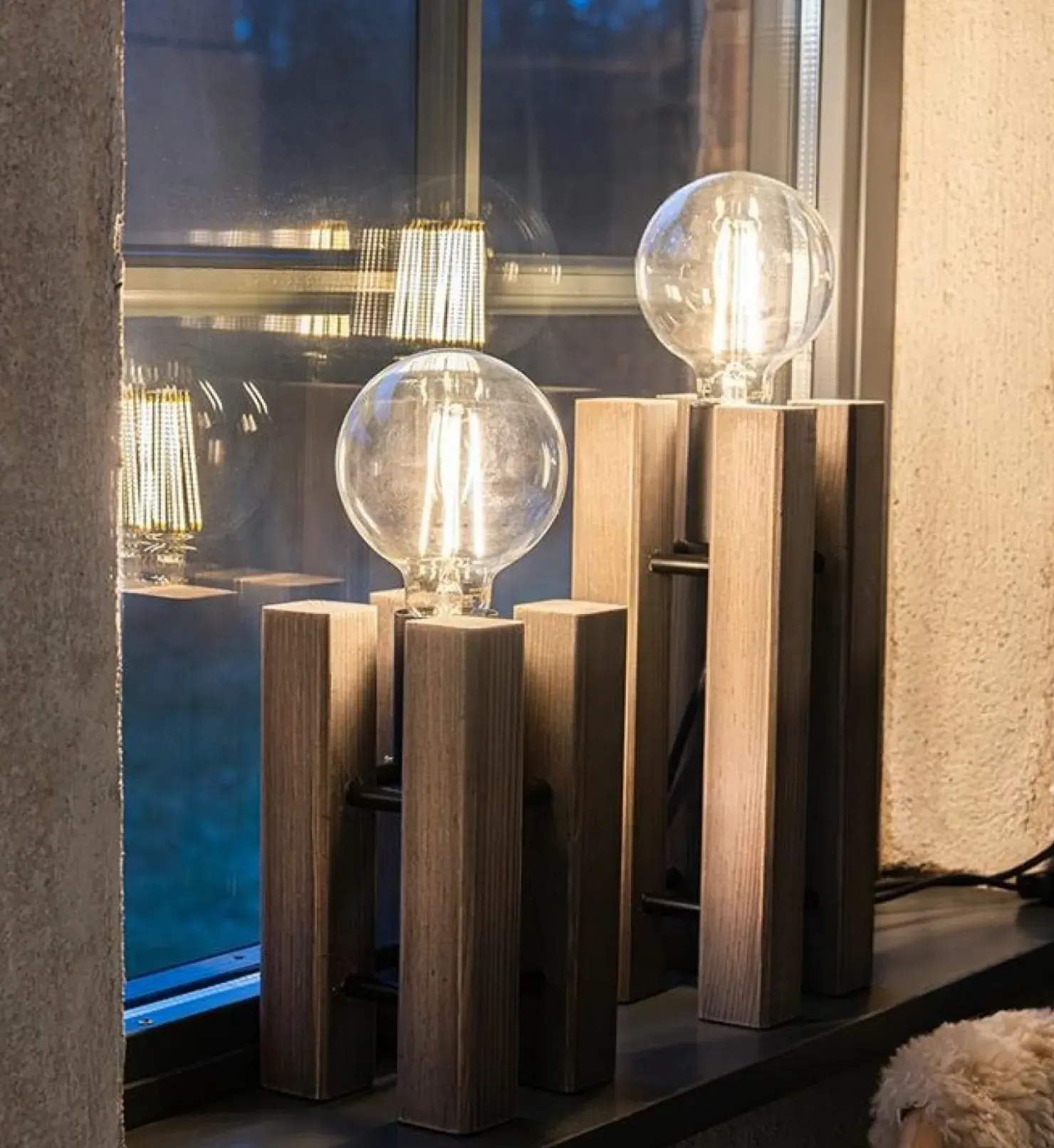 Geometryczna, drewniana lampka nocna bez klosza 108757 LODGE | Kaja*Sklep Kaja Cheap