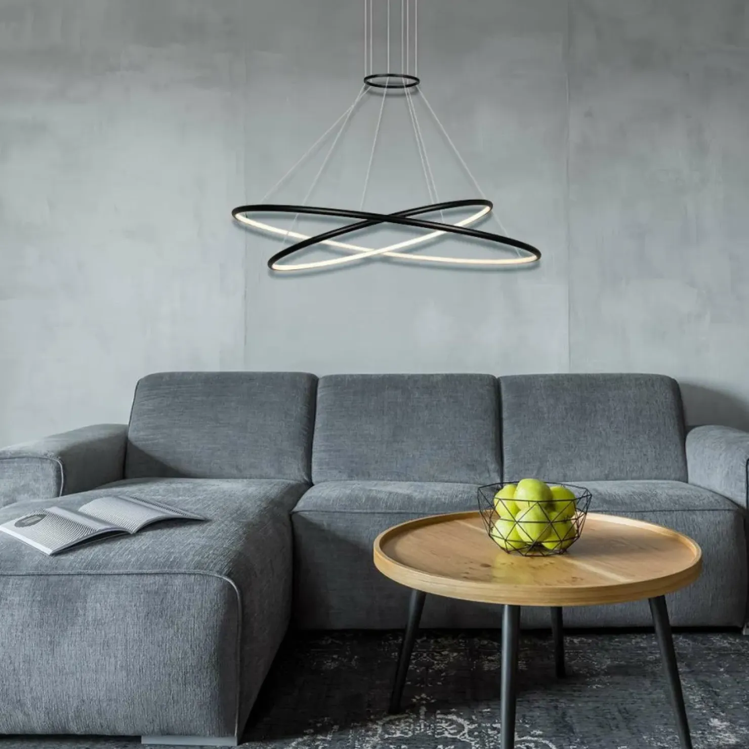 Flash Sale Sklep Kaja Geometryczna lampa wisząca LED LP-940/2P 4BK HALIFAX | Kaja