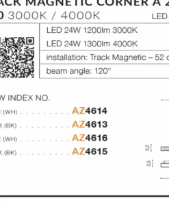 Głowica LED narożna do szyny magnetycznej 1-fazowej AZ4615 SAGA | Kaja*Sklep Kaja Fashion