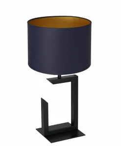 Granatowa lampka nocna, czarna podstawka LX 3406 z serii TABLE LAMPS*Sklep Kaja Store
