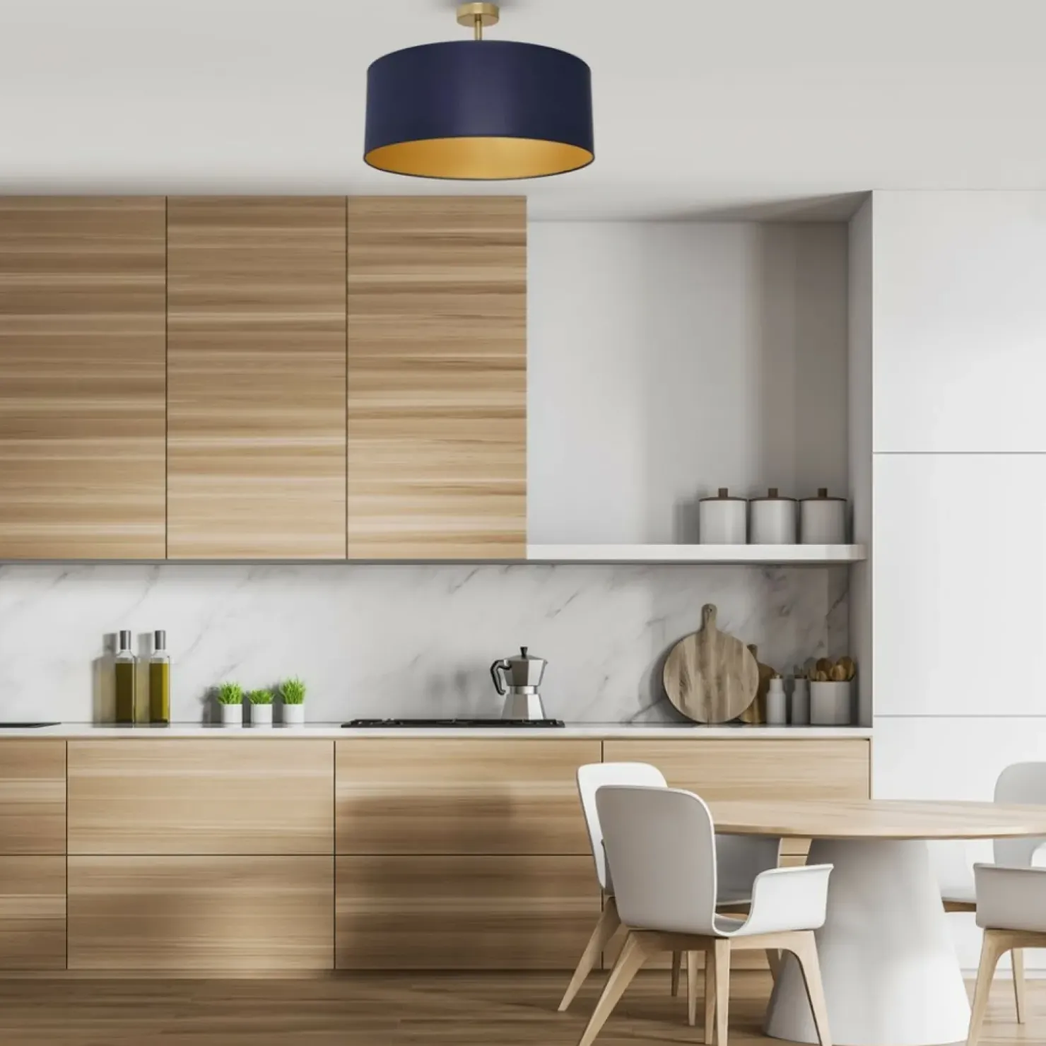 Shop Sklep Kaja Granatowo-złota lampa sufitowa, abażur MLP6457 z serii BEN | Kaja Oświetlenie